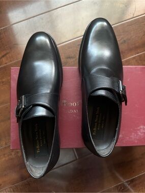 To Boot New York Black Single Monk Strap Leather Oxfords